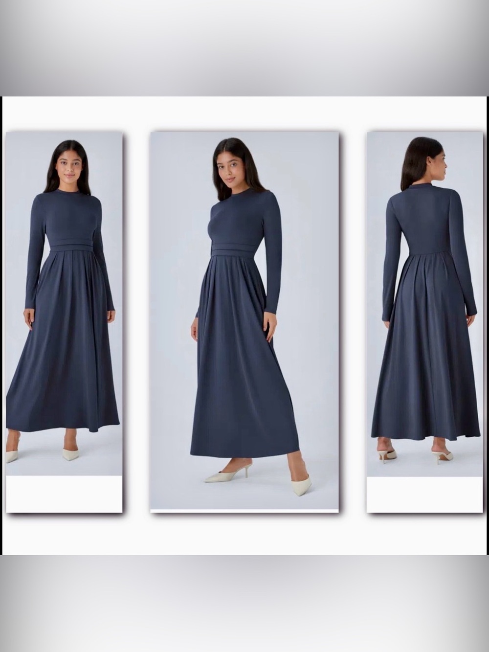 Halara Mock-neck Long Sleeve Pocket Flare Maxi Casual Dress